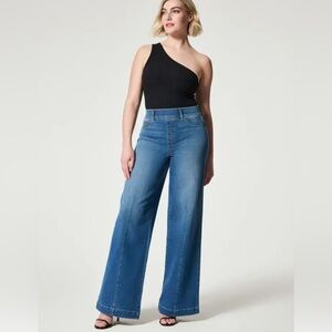 SPANX Wide-Leg Jeans w/ Seamed Front • Size 2X • Medium Wash